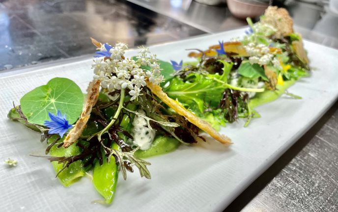 Gericht mit Jungem Knoblauch