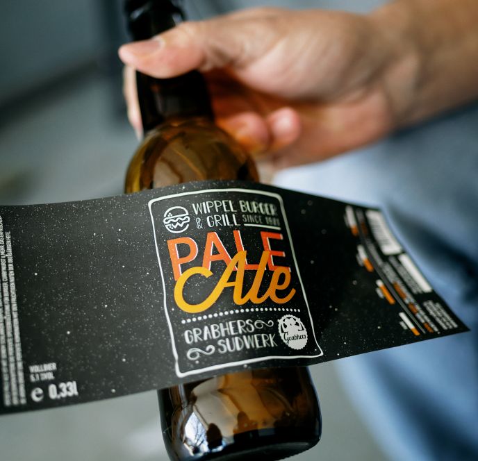 Bierflasch mit Etikett, Grabhers Sudwerk, Bregenz Bierflasch mit Etikett, Grabhers Sudwerk, Bregenz